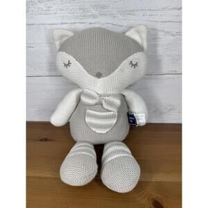Charley Fox Knitted Fox Rattle Plush Toy | Grey White Neutral Nursery Baby Gift
